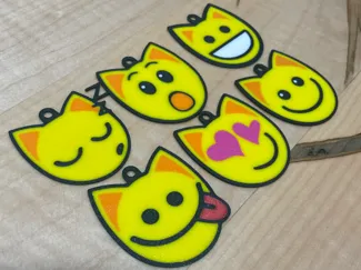 Cute Cat Emoji Keychain Set