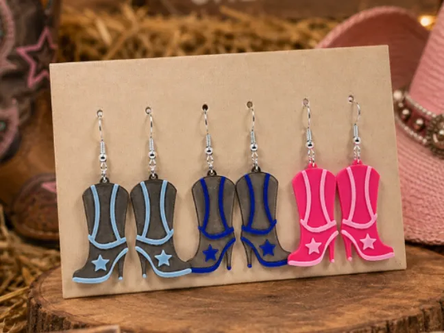 Cowgirl boot earrings