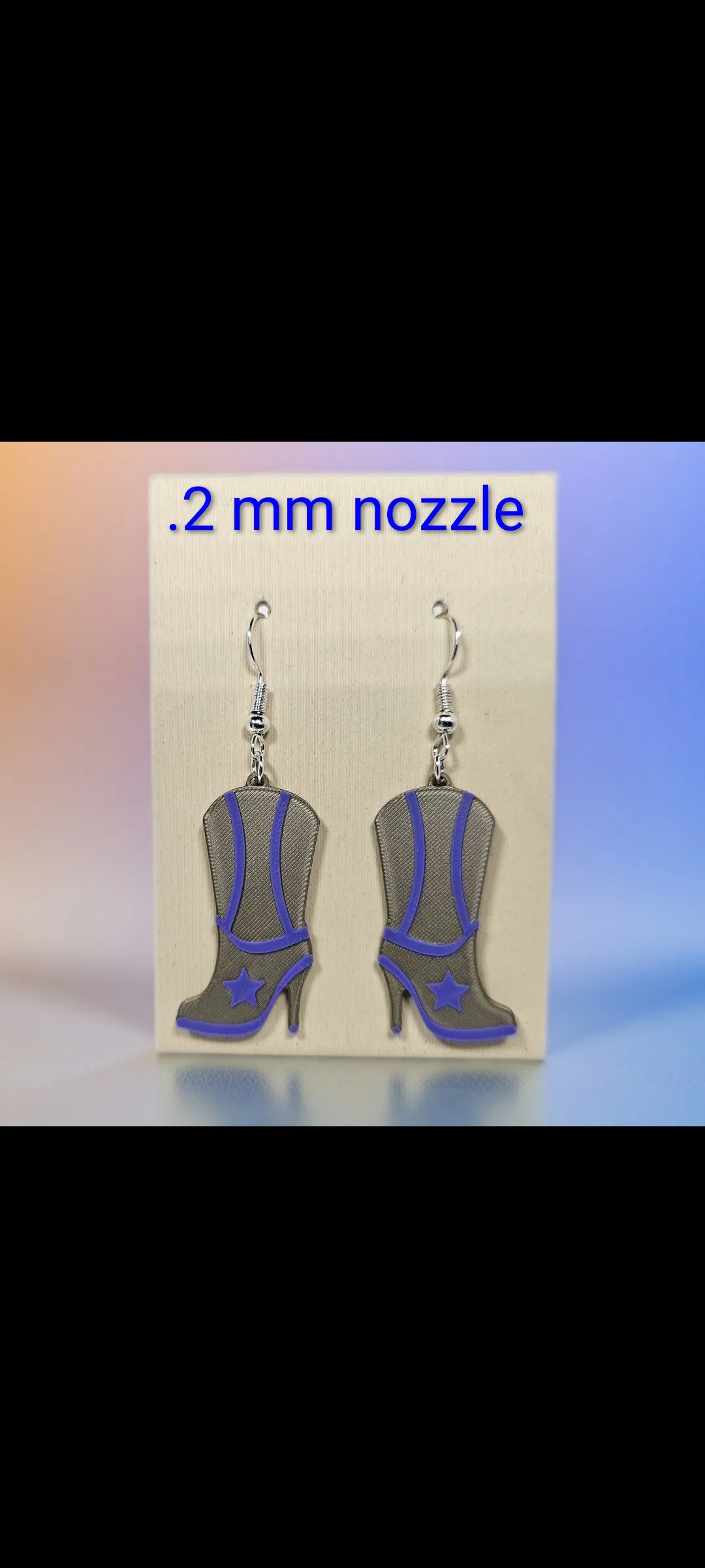 Cowgirl boot earrings view 3