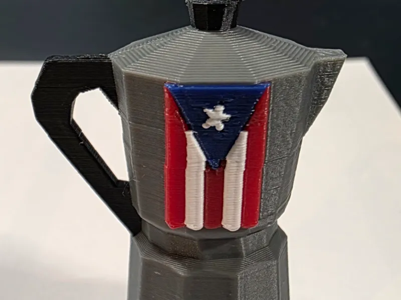Moka Expresso Pot Straw Topper w Puerto Rican Flag