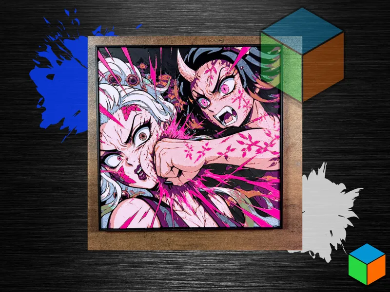 Nezuko vs Daki — HueForge Wall Art 