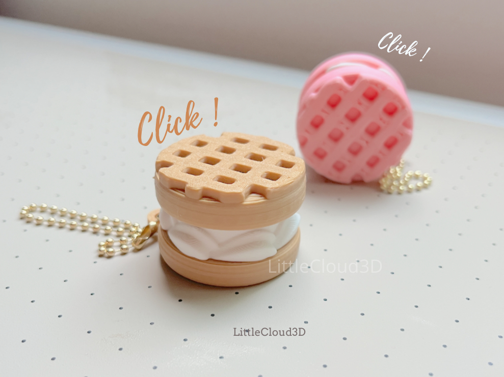 Waffle Sandwich Clicker Keychain