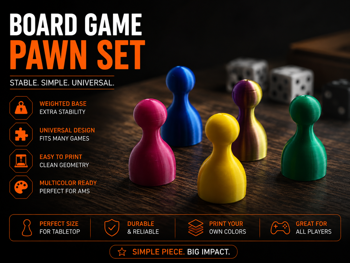 Board Game Pawn Stable Weighted Base