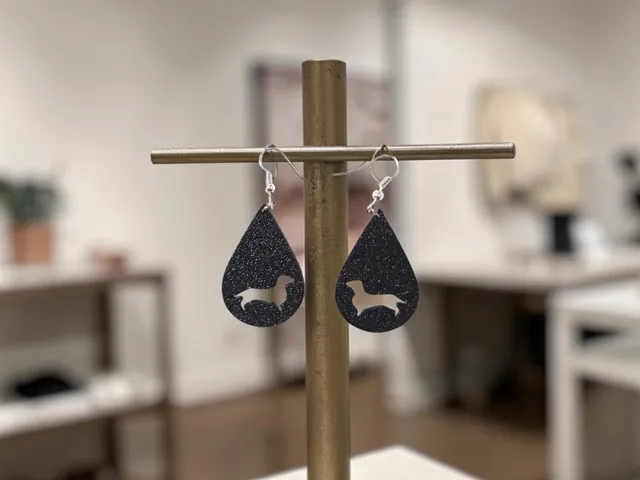 Dachshund in a drop earrings