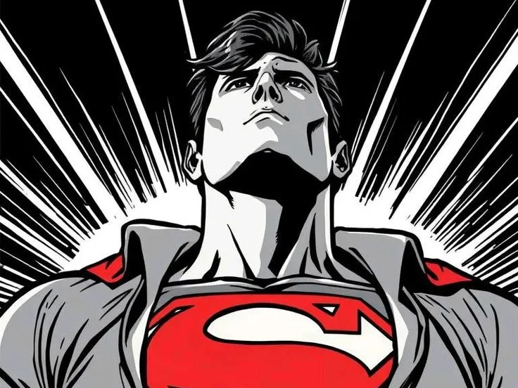 Superman Black and White w/red shield Hueforge
