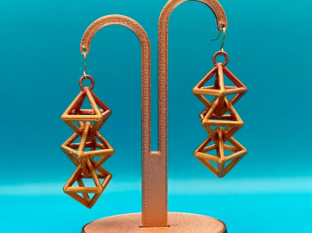 Triple octahedron earrings