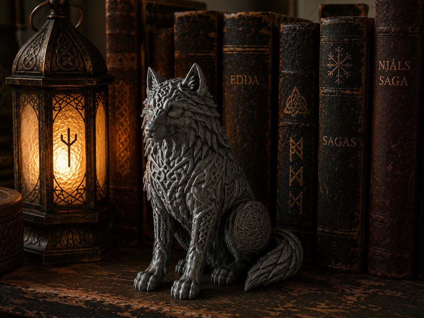 Nordic Wolf Statue – Viking Inspired Fantasy Wolf
