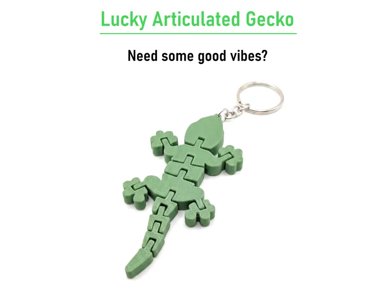 Articulated Flexi Gecko Print-in-Place No Supports