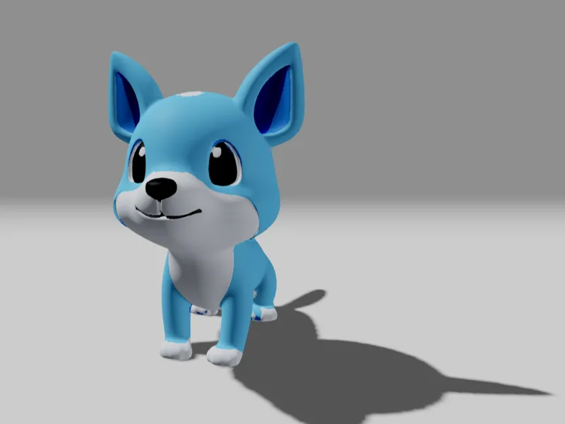White and blue dog figurine standing