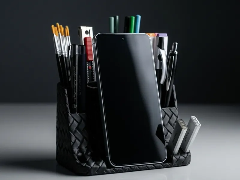 Woven Desk Organizer with Phone Stand