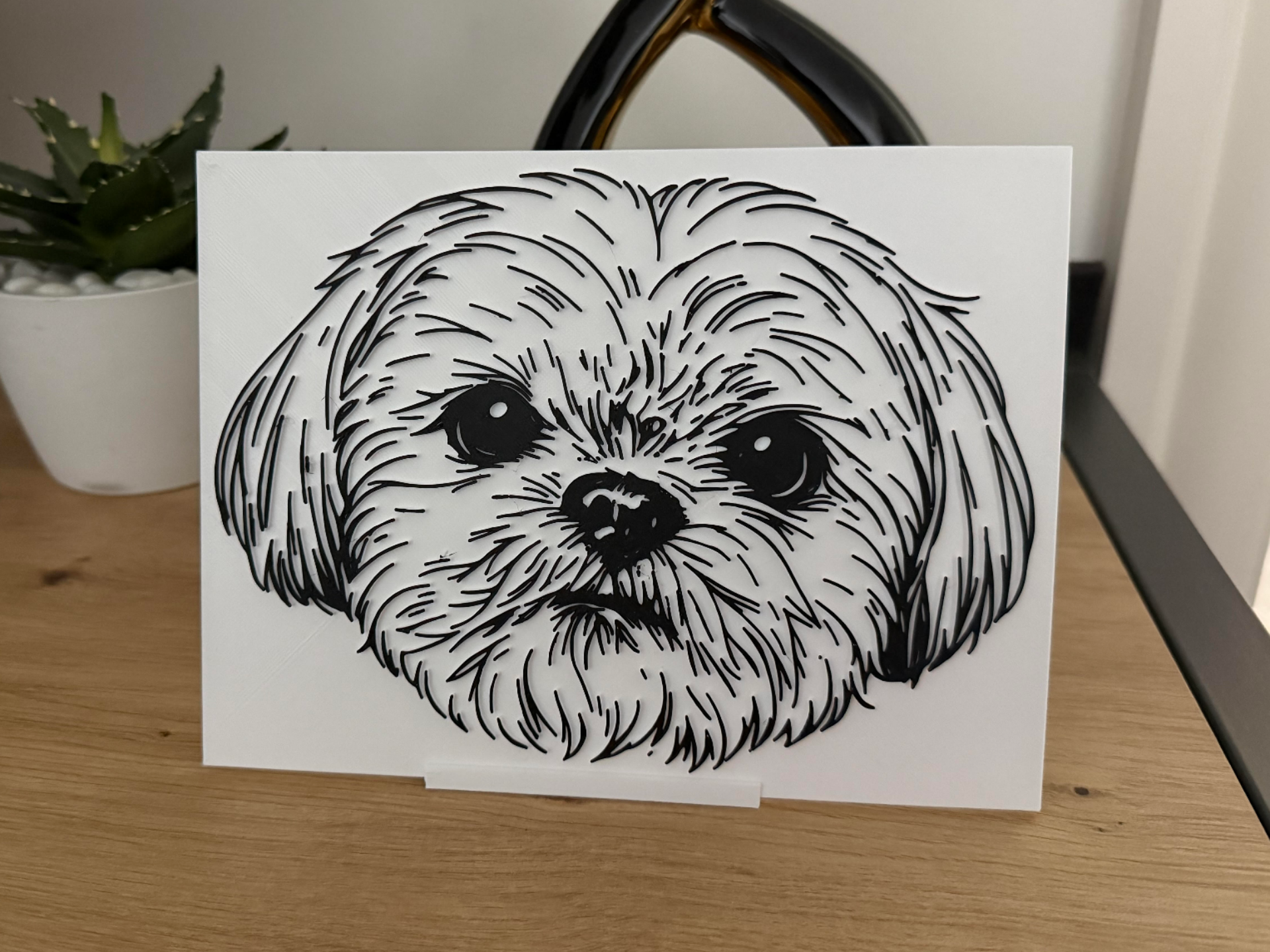 Cute Dog Line Art with stand