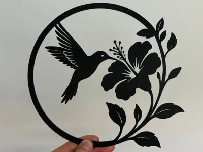 Hummingbird with Hibiscus 