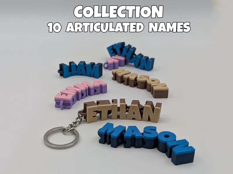 Articulated Name Keychain - Collection 10 names