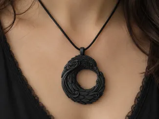 Raven Ouroboros Pendant | Gothic Bird Necklace