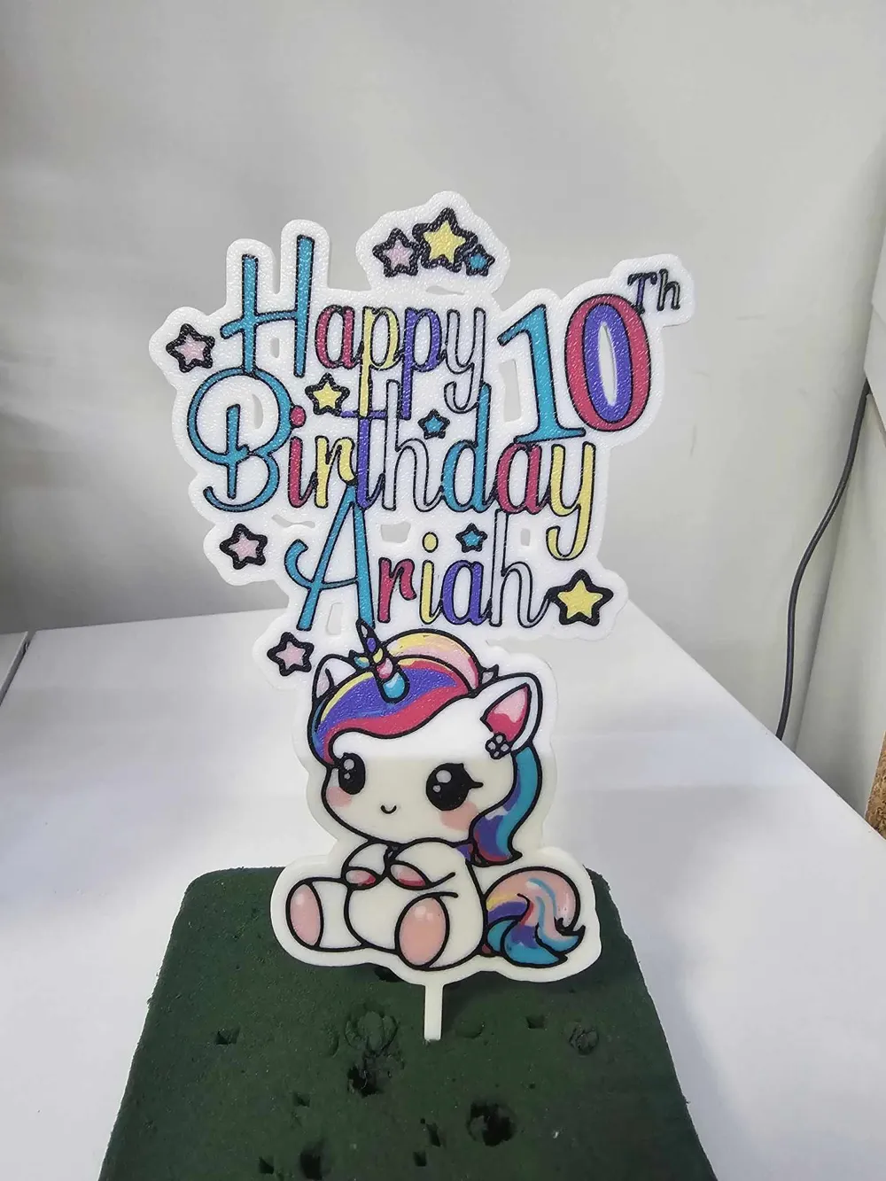 Happy 10th Birthday Unicorn Ariah cake topper - Free 3D Print Model ...