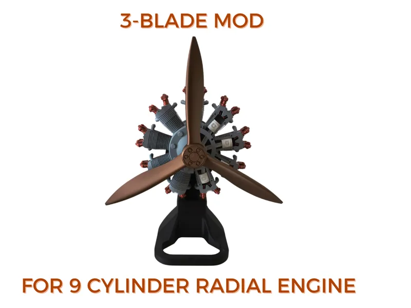 3-Blade Mod for motorized 9 cylinder radial engine