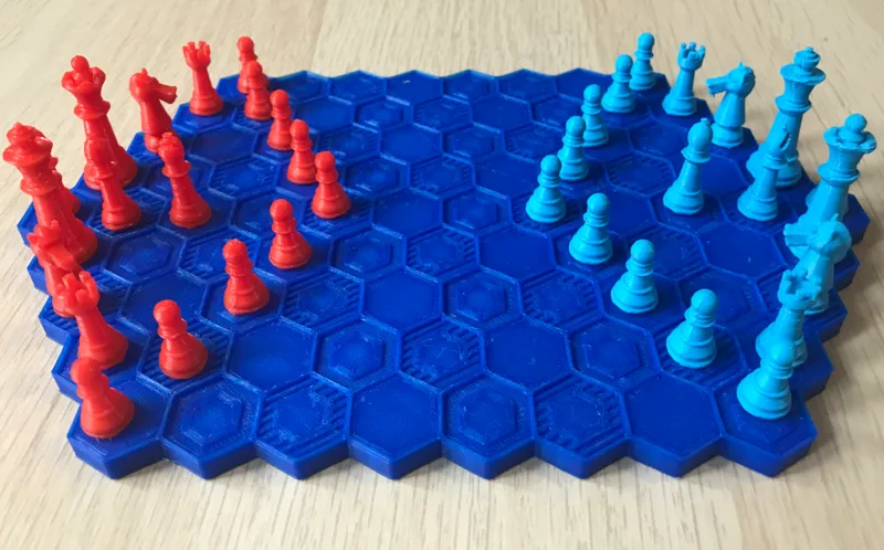 Hexagonal chess set (pieces and board)