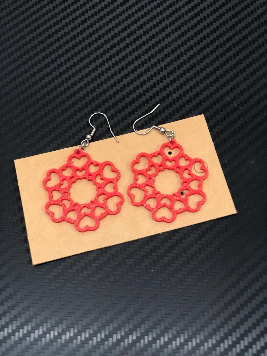 Hearts ornament earrings view 2