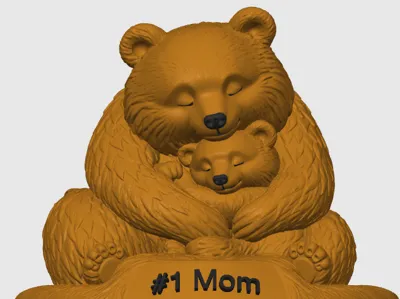 Mother Bear Embracing Baby Bear 