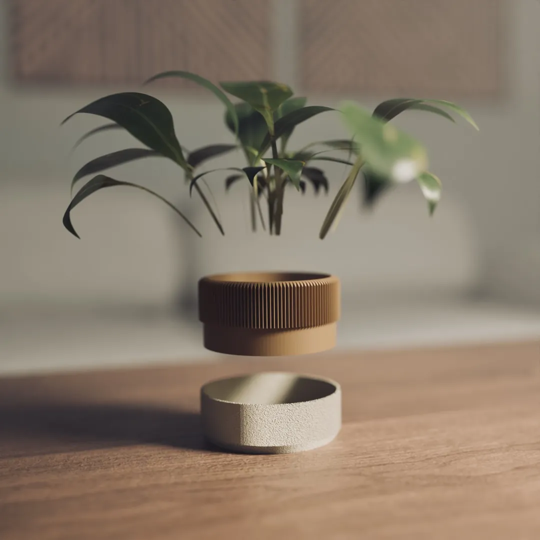 Mid Century Planter with built in drip tray view 2