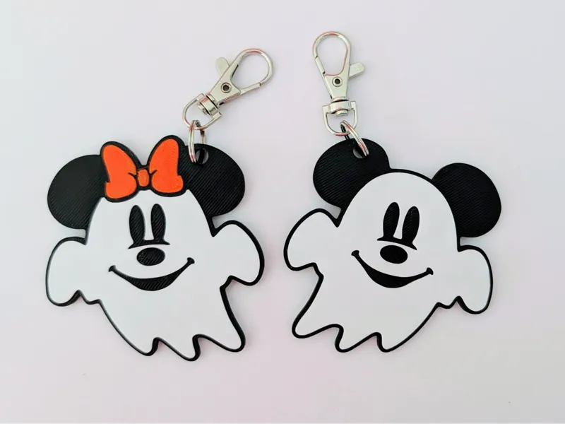 Ghost Mickey Minnie Keychain