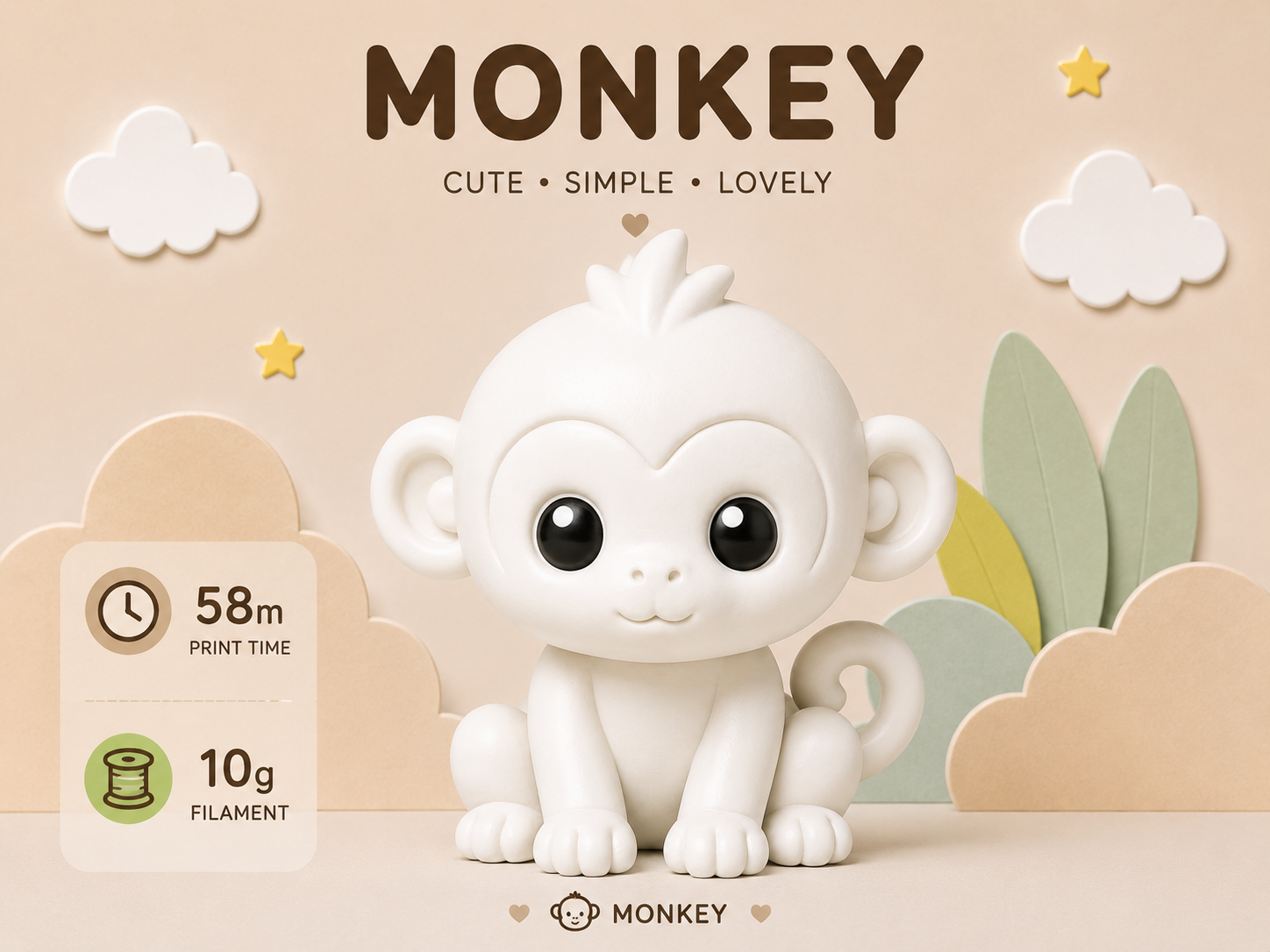 Minimalist and cute animal figurines - monkey