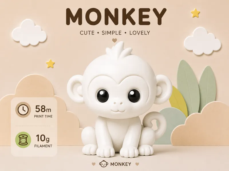 Minimalist and cute animal figurines - monkey