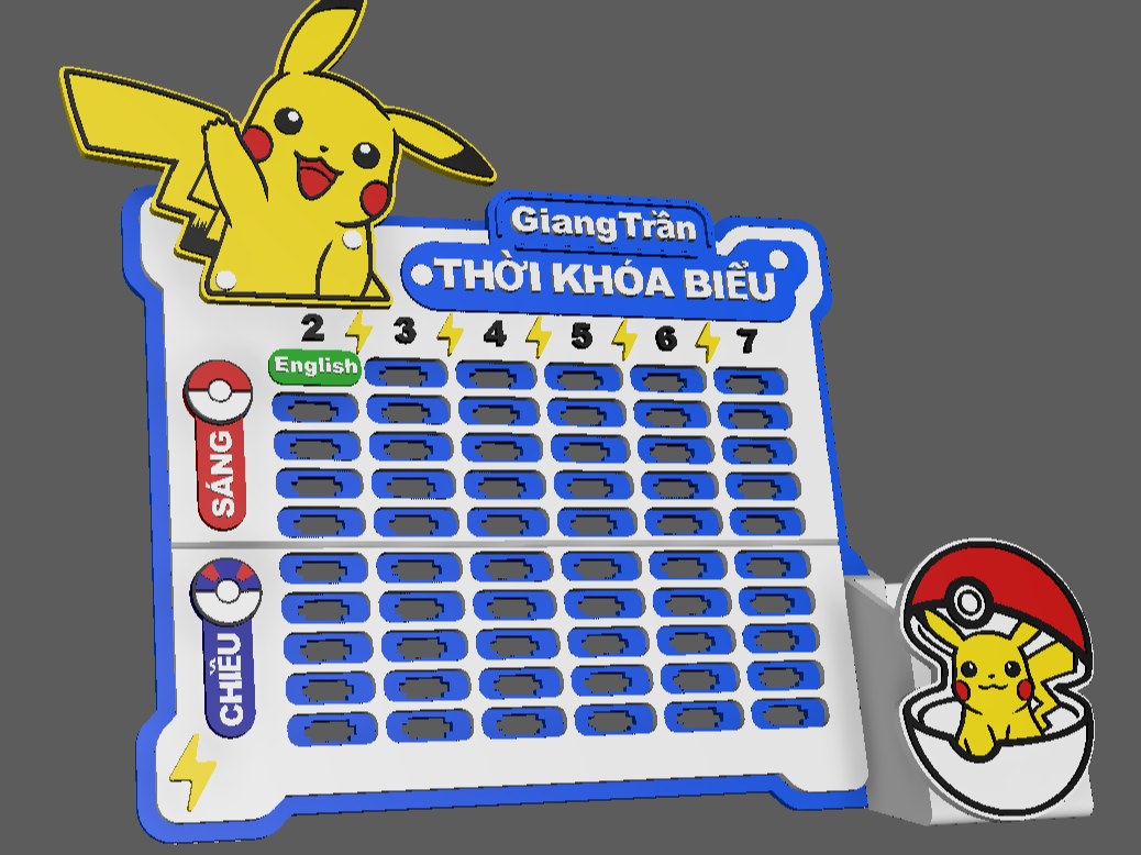 3D-printed Pikachu timetable 3D model