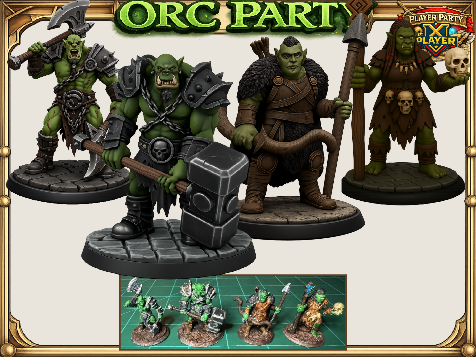 Orc Party: Warlock, Brute, Ber, Ranger DnD PF Mini