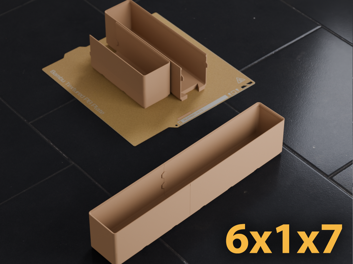 Gridfinity 6x1 Bin 7U A1 Mini Dovetail Split Fit