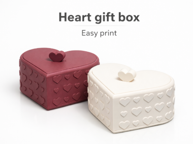 Cute Heart Gift Box - easy print