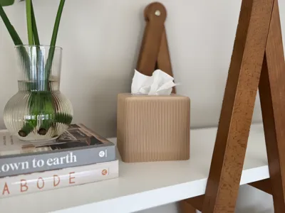 Modern Ribbed Cube Tissue Box Cover
