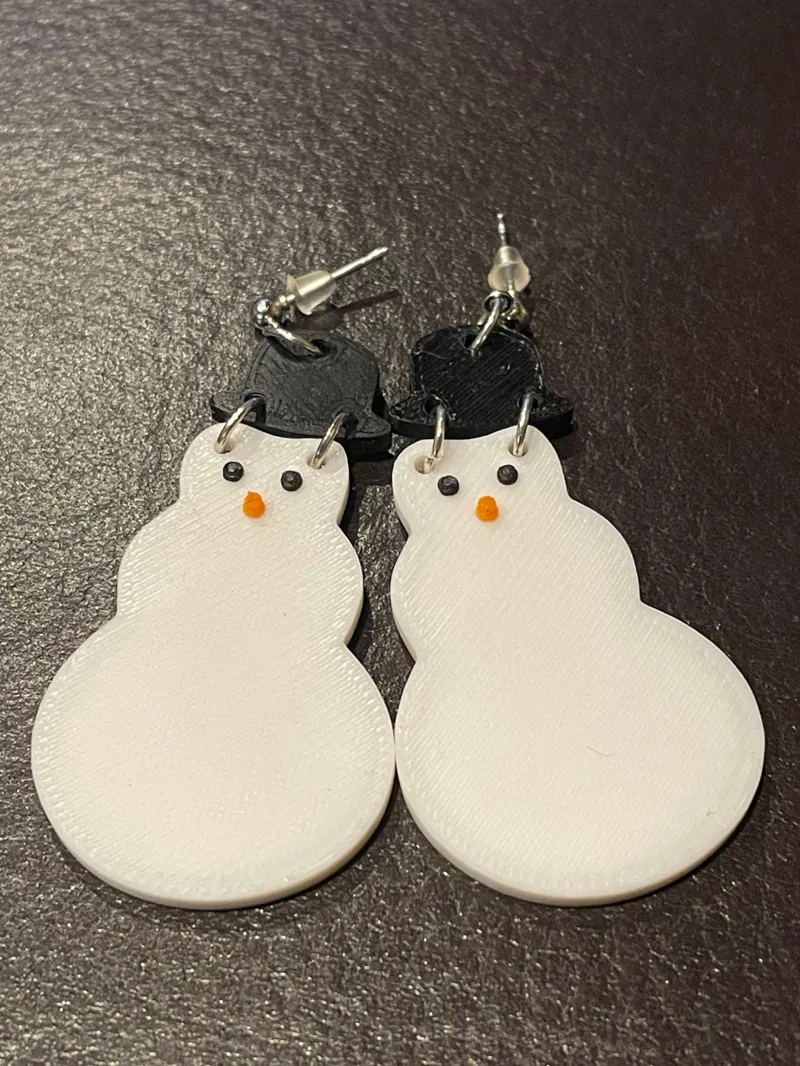 Cute Snowman Dangly Earrings