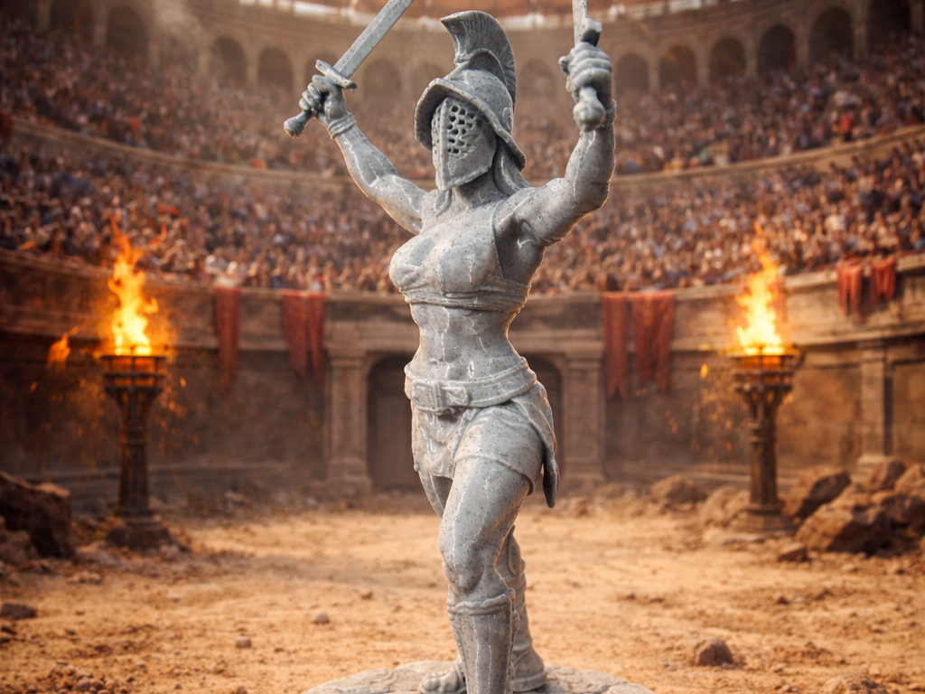 Gladiatorin mit Doppelschwert