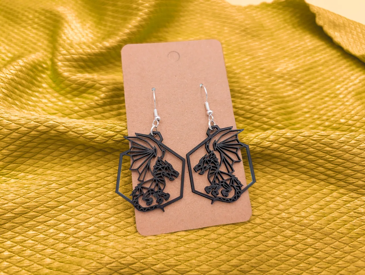 Geometric Dragon Earrings - Art Deco Style view 2