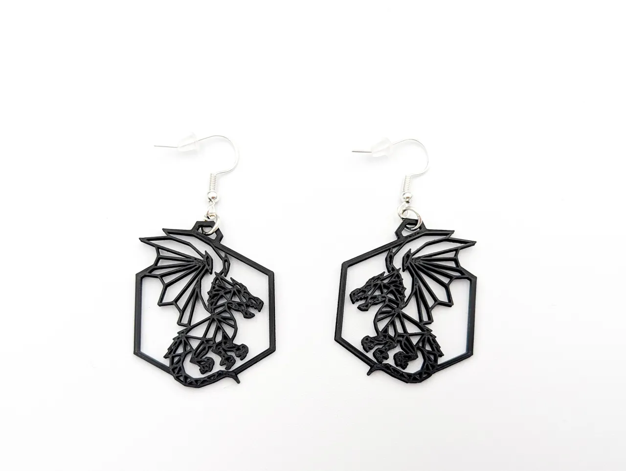 Geometric Dragon Earrings - Art Deco Style view 4