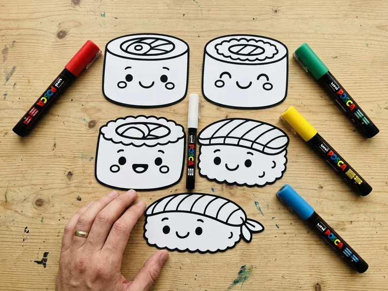 kawaii sushi coloriage