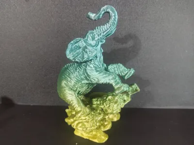 Lucky Triumphant Elephant on a rock 3D Scan