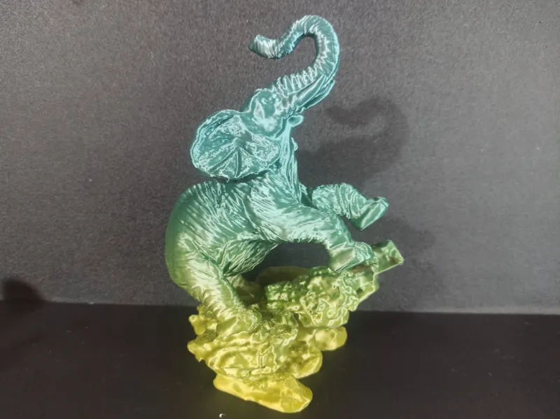 Lucky Triumphant Elephant on a rock 3D Scan
