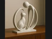 Sculpture 3D « Lien Silencieux » humain et chat — photo 1