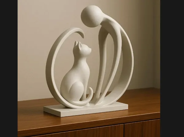 Sculpture 3D « Lien Silencieux » humain et chat