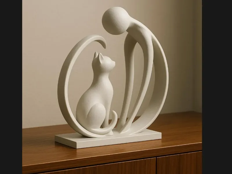 Silent Bond” – Human & Cat 3D Sculpture