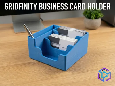 Gridfinity Tiered Business Card & Pen Holder