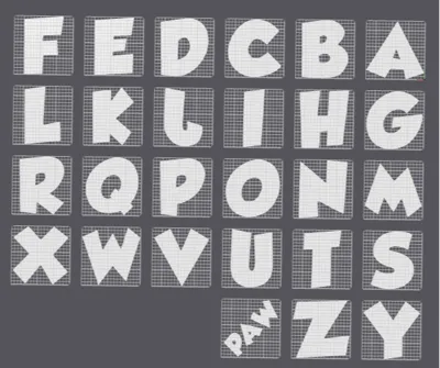 Paw Patrol Font Type 1 A-Z - Uppercase (facedown)