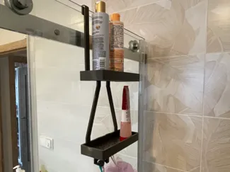 Shower Shelf + Hook for 7–8mm Glass (2 Sets)