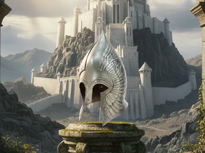 Koleksiyonluk Orta Dünya Gondor Askeri Sancağı Temalı Dekoratif Miğfer Hediye