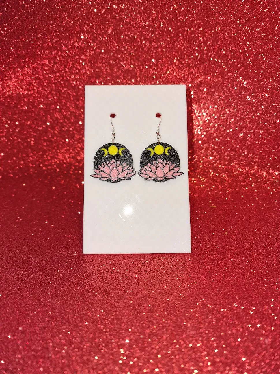 Lotus in the night earrings view 2