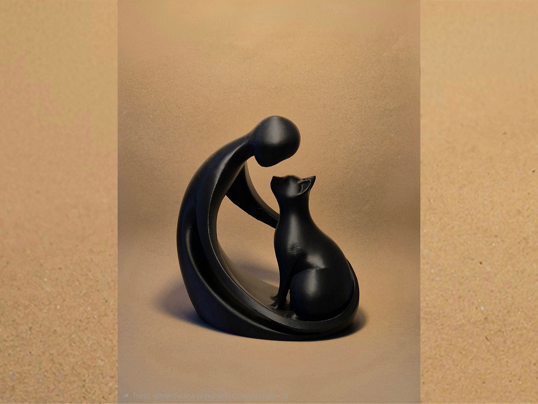 Human & Cat Embrace Sculpture