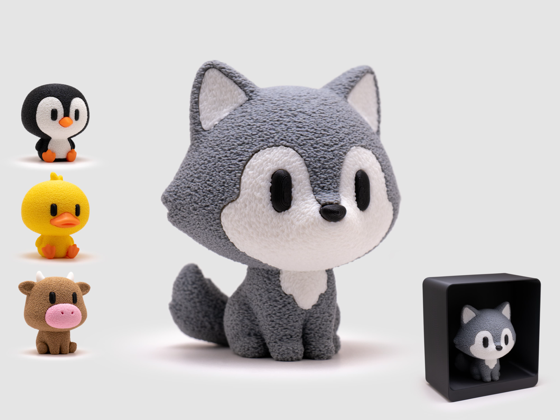 Wolf Figurine & Stand | No AMS | Fuzzy Skin