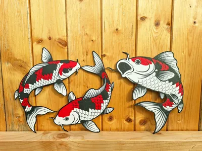 Colored Koi carp window or wall decoration 2